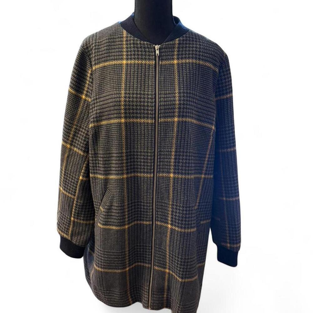 Grey and yellow plaid zip-up jacket  bought in England Size Large